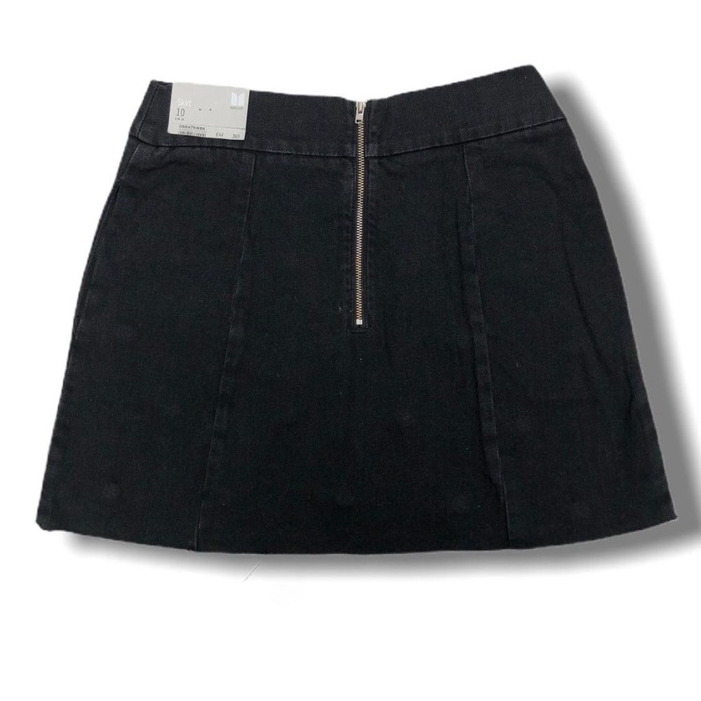 Topshop Moto Raw Hem Mini Skirt Fade Black 6 - NEW - Picture 2 of 7